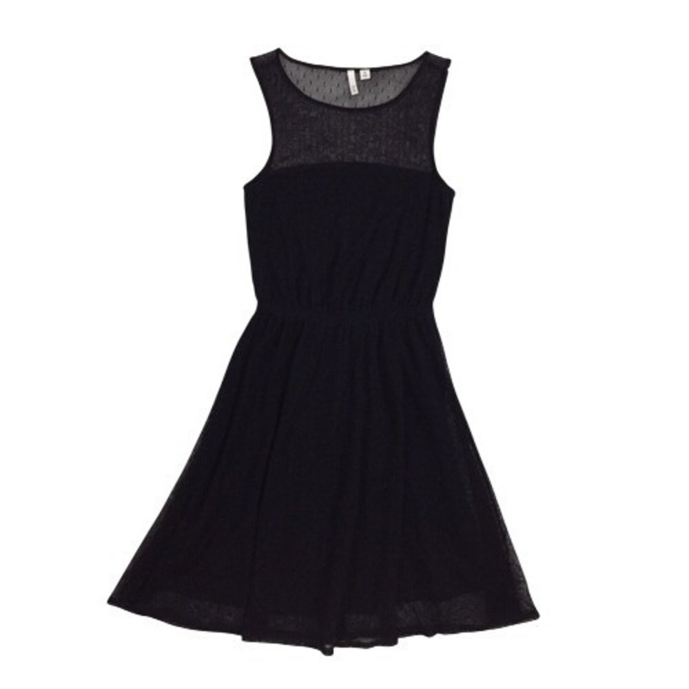 Frenchi Black Mesh Overlay Sleeveless Fit And Flare Dress Size XS